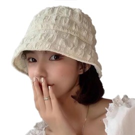 Good Women's Bucket Hat, Large Size, Can Be Worn Deep, For Asian Heads, For Spring, Autumn, Winter, Fashionable, Bucket Hat, cream