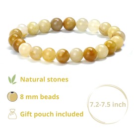 Raffici Topaz Jade Bracelet – Natural 8mm Gemstone Beads – Stretch Bracelet for Women & Men – Healing Crystal Jewelry – 7.2–7.5 inch – Gift Pouch Included