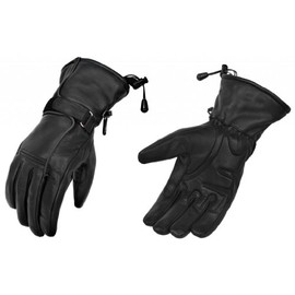 True Element Womens Motorcycle Leather Gauntlet Glove with Water Resistant Insert (Black, X-Large)