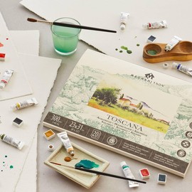 Magnani 1404 Toscana Rough 100% Cotton Watercolor Paper Pad, 20 Sheets, 8x20, 140 lb, Acid-Free, UV Resistant, Deckled Edges, Vegan Sized Water Color Paper for Artists, Made in Italy