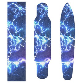 Nander Blue Lightning Skateboard Grip Tape Sheet,Non Slip Waterproof Sandpaper Scooter Grip Tape Longboard Griptape 33.1x9.1inch