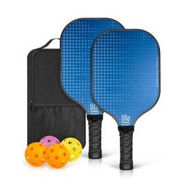 LITE READY Pickleball Paddle Set of 2 – Lightweight Fiberglass Pickleball Paddles with 4 Pickleball Balls and a Bag | Durable Pickleball Equipment for Men and Women, Ideal for Beginners