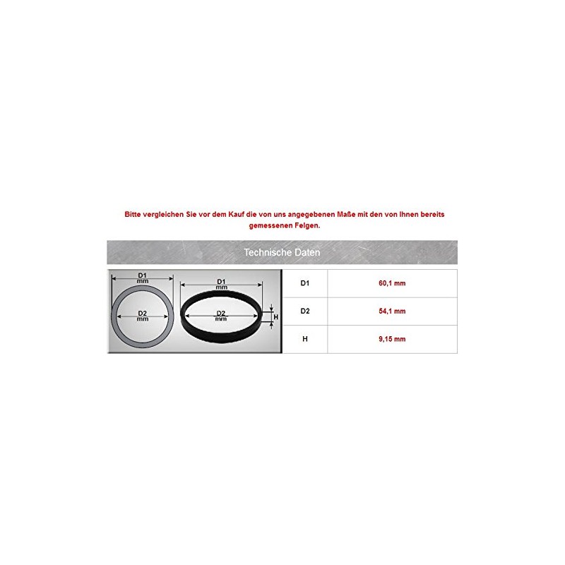 4x Centring Rings Diameter: Outer 60.1 mm + Inner 54.1
