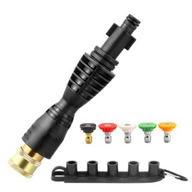 FIXFANS Pressure Washer Gun Adapter with 5 Spray Nozzles and 1 Tips Holder - Power Washer Wand Replacement Kit - Compatible with Some Ryobi, Portland, Husky Electric Pressure Washers Black
