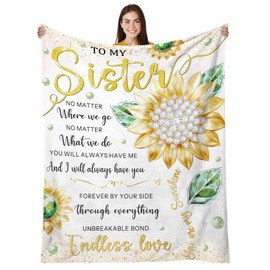 HEIFAM Sunflower Sister Gifts Blanket, Sisters Birthday Gift from Sis, Sunflower Blanket for Women, Graduation Mother's Day Ideas, Birthday Gifts for Sisters, Sis Soft Throw Blanket 50''x60''
