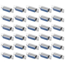 sourcing map D-sub Connector DB15 Female Socket 15-pin 2-Row Female Serial Port Terminal Breakout for Mechanical Equipment CNC Computers Pack of 30