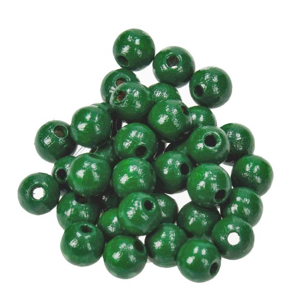 Efco 1400669 8 mm 80-Piece Wooden Beads Hole, Dark Green
