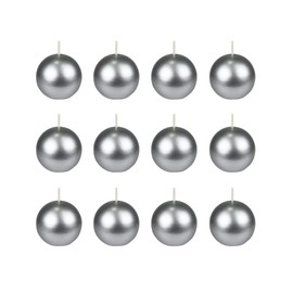 Zest Candle 12-Piece Ball Candles, 2-Inch, Metallic Silver