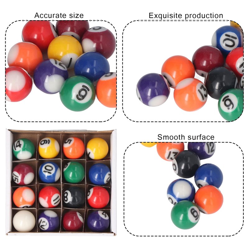 lvifloae 25mm Mini Billiard Ball Complete Set of 16 Balls