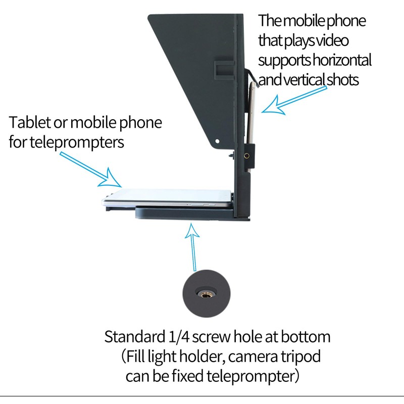 KIPYE 12inch Teleprompter, Prompter with Remote Control and app for