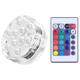 SHASHKA P-10LED-RGB LED Pool Lights Remote Control Battery Powered, RGB Multi Color Changing Waterproof Light for Pool, Vase Base, Spa, Aquarium, Pond, Hot Tub, Decoration, Party, Set of 1