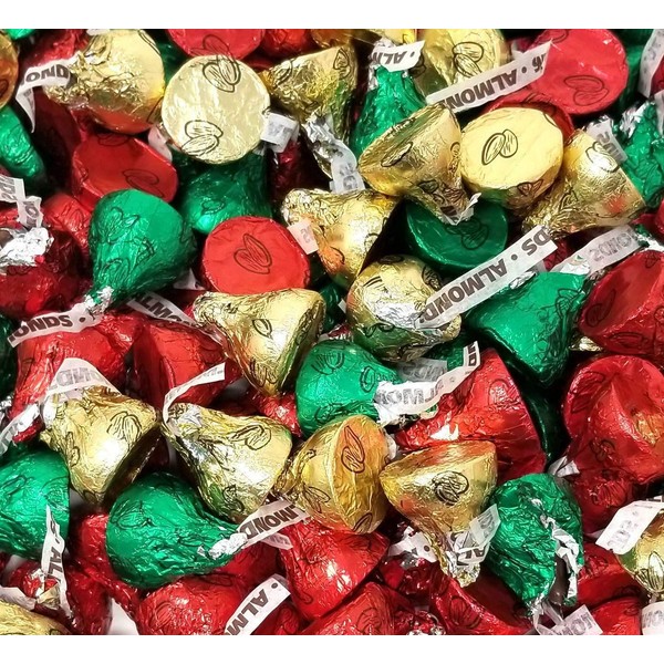 Hershey Kisses Christmas Foil Red Green Gold, Hershey's Kisses Milk Chocolate With Almonds 5 pounds