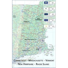 Poster Map of Connecticut, Massachusetts, Vermont, New Hampshire, Rhode Island (New England) - 15.3 x 23.6 Inches - Paper Laminated