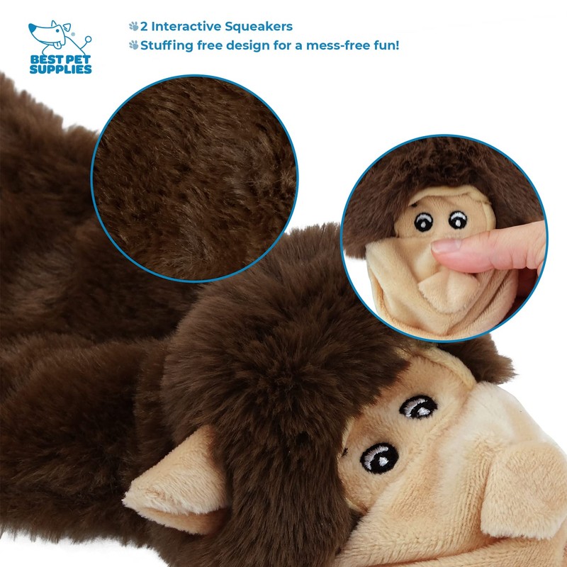 Best Pet Supplies 2-in-1 Stuffless Squeaky Dog Toys with Soft,
