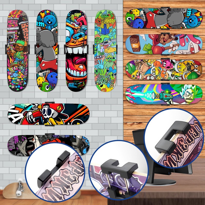 YIBEICO Skateboard Decks Wall Mount 360° Rotating Skateboard Wall Hanger,