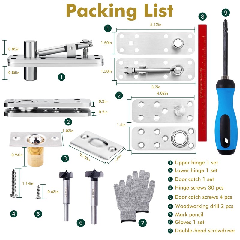 Hidden Door Hinge - Heavy Duty Door Hinges, Pivot Hinge,