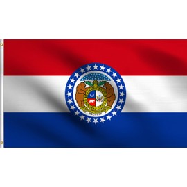 DMSE Missouri 24th State 1803 Flag 2X3 Ft Foot 100% Polyester 100D Flag UV Resistant (2' X 3' Ft Foot)