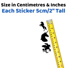 Pack of 11 Unicorn Stickers - Waterproof Decals - Individually Cut - Laptop, Scrapbooking, Cars, Water Bottles, Party Bags - Fun Gifts (Black, Extra Small)