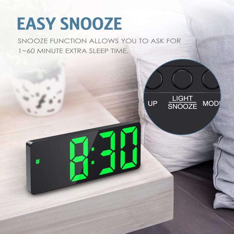 Ankilo Digital Alarm Clock, LED Clock, Table Clock with Temperature