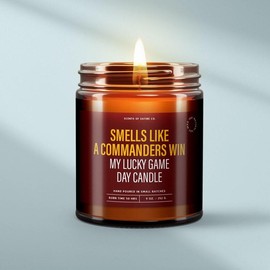 Smells Like a Commanders Win – Your Lucky Game Day Candle, Washington Commanders Gift, Perfect Fans and Football Watch Parties - Size: 4 oz, Scent: Cinnamon Vanilla