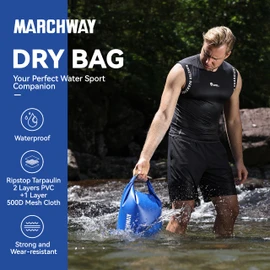 MARCHWAY Floating Waterproof Dry Bag 5L/10L/20L/30L/40L, Roll Top Sack Keeps Gear Dry for Kayaking, Rafting, Boating, Swimming, Camping, Hiking, Beach, Fishing (Dark Blue, 5L), Dark Blue, L, Compact