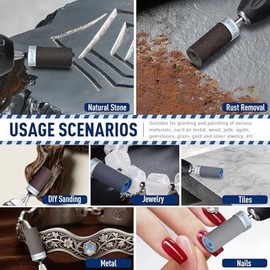28Pcs Sanding Drums Sandpaper Sticks Set for Dremel Rotary Tool, 1/8" Shank 180/240/320/600/1000/1500/2000 Grits Different Meet More Needs for Metal Rust Removal/Stone Grinding/Jade Polishing