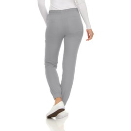 MediChic Women's Seven Pocket Cargo Scrub Pants Joggers with 4-Way Stretch Scrubs, Easy Care for Women Grey