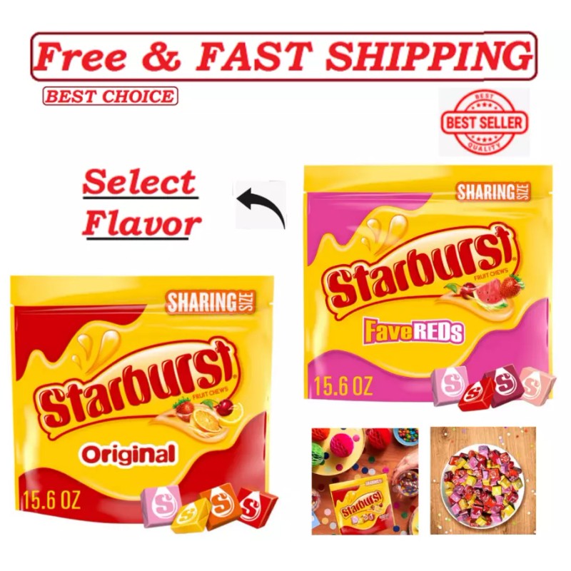 STARBURST Fruit Chews Chewy Summer Candy Sharing Size Bag, 15.6oz,Select