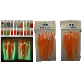 10 individual sea fishing lures, muppets, 12cm skirts, glow in the dark, luminous. 20 styles avaliable. (19)