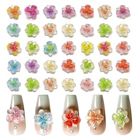 150 Stück 3D Blumen Nagel Charms Nägel Zubehör, Nailart Blumenmuster Nails Charms Luminous Flower Nail Art Bunte Deko Steinchen Flowers Nail Rhinestones (16 Farben)