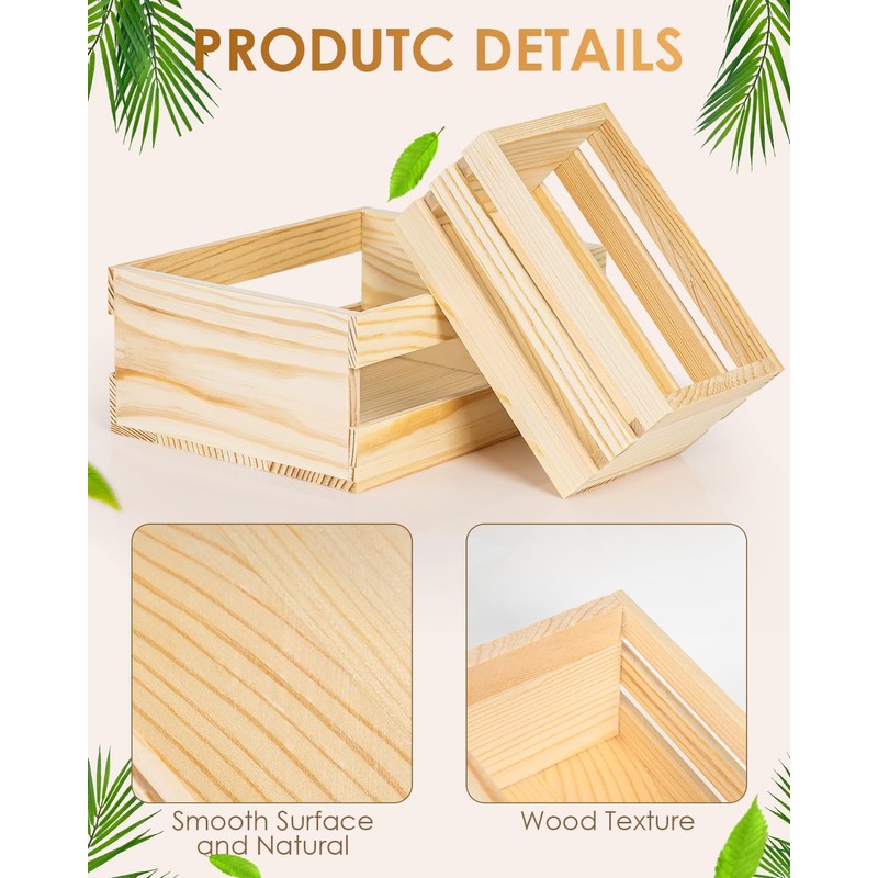 Baemin DIY Wood Crates 6 Pcs Decorative Storage Boxes, Rustic