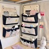 Hanging fabric basic pouch large-capacity folding pocket small accessory organizer 2-tier 3 tier 3 tier/gray
