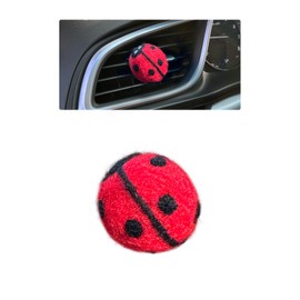 ORIESSE Ladybug Car Air Freshener Vent Clip,Cute Red Car Decor,Girly Handmade Wool Felt Essential Oil Diffuser Air Vent Clip for Women