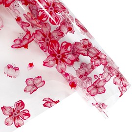 ONEART | Watercolor Floral Clear TPU Vinyl, 12" x 54" Transparent Waterproof Crystal Transparent Plastic Fabric for Bows Earrings Bags-Deep Pink