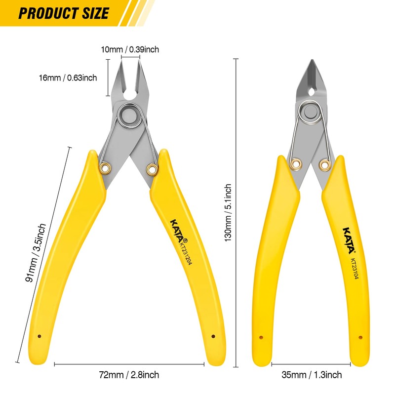 KATA 2Pack Micro Wire Cutters For Electronics Flush cutters, 5.5