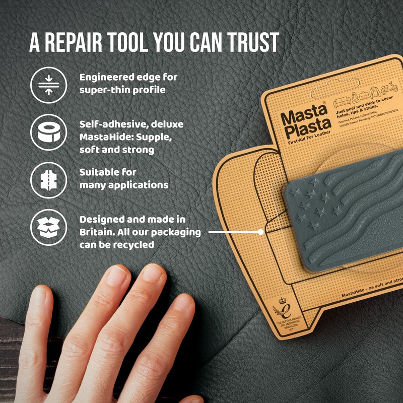 MastaPlasta Instant Self-Adhesive Premium Leather Repair Patch. Ivory Flag 4