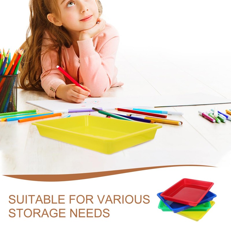 Operitacx 4pcs Plastic Trays for Classroom, Small Rectangular Organizing Art