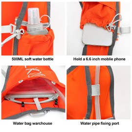 INOXTO Running Hydration Vest Backpack,Lightweight Insulated Pack with 1.5L Water Bladder Bag Daypack for Hiking Trail Running Cycling Race Marathon for Women Men (588orange)