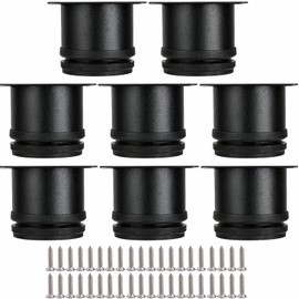 ASelected Pack of 8 Furniture Feet, Adjustable, Black, 50 mm, Diameter 50 mm, Round Furniture Feet, Stainless Steel, Adjustable Furniture Feet, Metal, Cabinet Feet, Silver, Sofa Feet, Metal, Couch