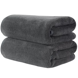 KinHwa Pack of 2 Hair Towels, Microfibre Hair Towels, Fluffy Microfibre Towels, Microfibre Towels for Hair, Soft and Absorbent, 50 x 100 cm, Dark Grey