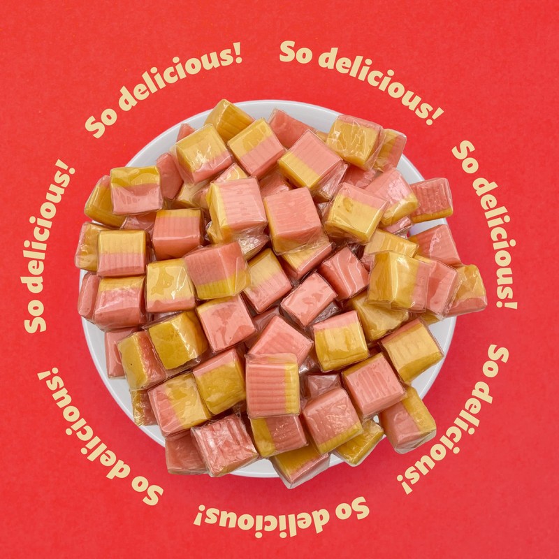 Fruit Caramel Cubes Candy, Strawberry - Passion Fruit Flavor, Individually