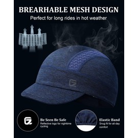 GADIEMKENSD Cooling Wheel Trim, Skull Cover with Flip Brim, Under Helmet for Men and Women, Suitable for Running and Sun Protection, blue-black, 54-60