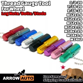 Arrow 9Pc Thread Pitch Gauge Tool Set For Wheel Lug Nuts Studs Bolts Thread Checker
