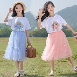 VOKLLIYU Children's Tulle Skirt, Fluffy, 43.3 - 63.0 inches (110 - 160 cm), Girls, Children's Clothing, Tutu Skirt, Princess Skirt, Elastic Waist, Kids' Skirt, Casual, Birthday, School Commute, School