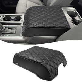 KBH Center Console Armrest Cover for 2017-2022 F250 F350 F450 F550, 2015-2020 F150, 2018-2024 Ford Expedition, Bucket Seat Console, Arm Rest Lid Box Cushion, Anti-Scratch, Black