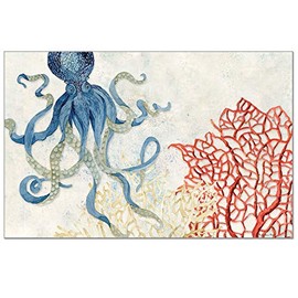 CounterArt Indigo Ocean 24 Sheet Premium Reusable Paper Placemat in Resealable Bag 17" x 11" Manufactured in The USA