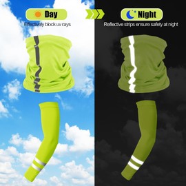 EYNDYN 10 PCS UV Protection Reflective Strap Arm Sleeves and UV Face Mask Sun Protection for Construction Sun Protection