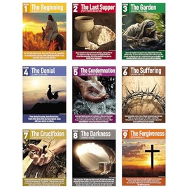 Fun Express 16" x 20 3/4" Journey to the Cross Cardstock Poster Set – 9 Pc.