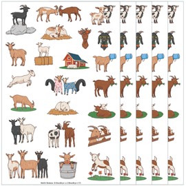 McEtt Goat Sticker Sheets - Cute Goat Animal Stickers for Kids Students Teens - 5 Sheet Pack (110 Pieces) - Birthday Party Favors, Classroom, Laptops, Water Bottles