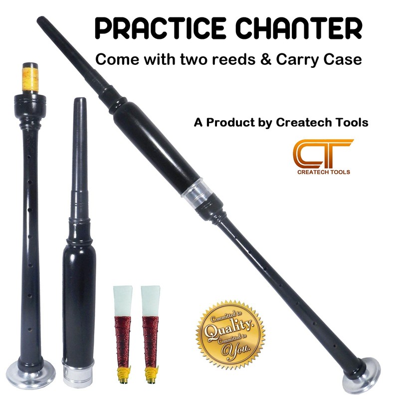 Scottish Highland BagPipe Practice Chanter, Carrying Case & Reeds by